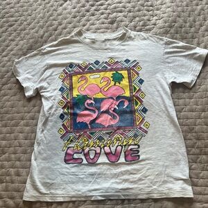 Vintage Flamingo Cove White Graphic Tee Size M